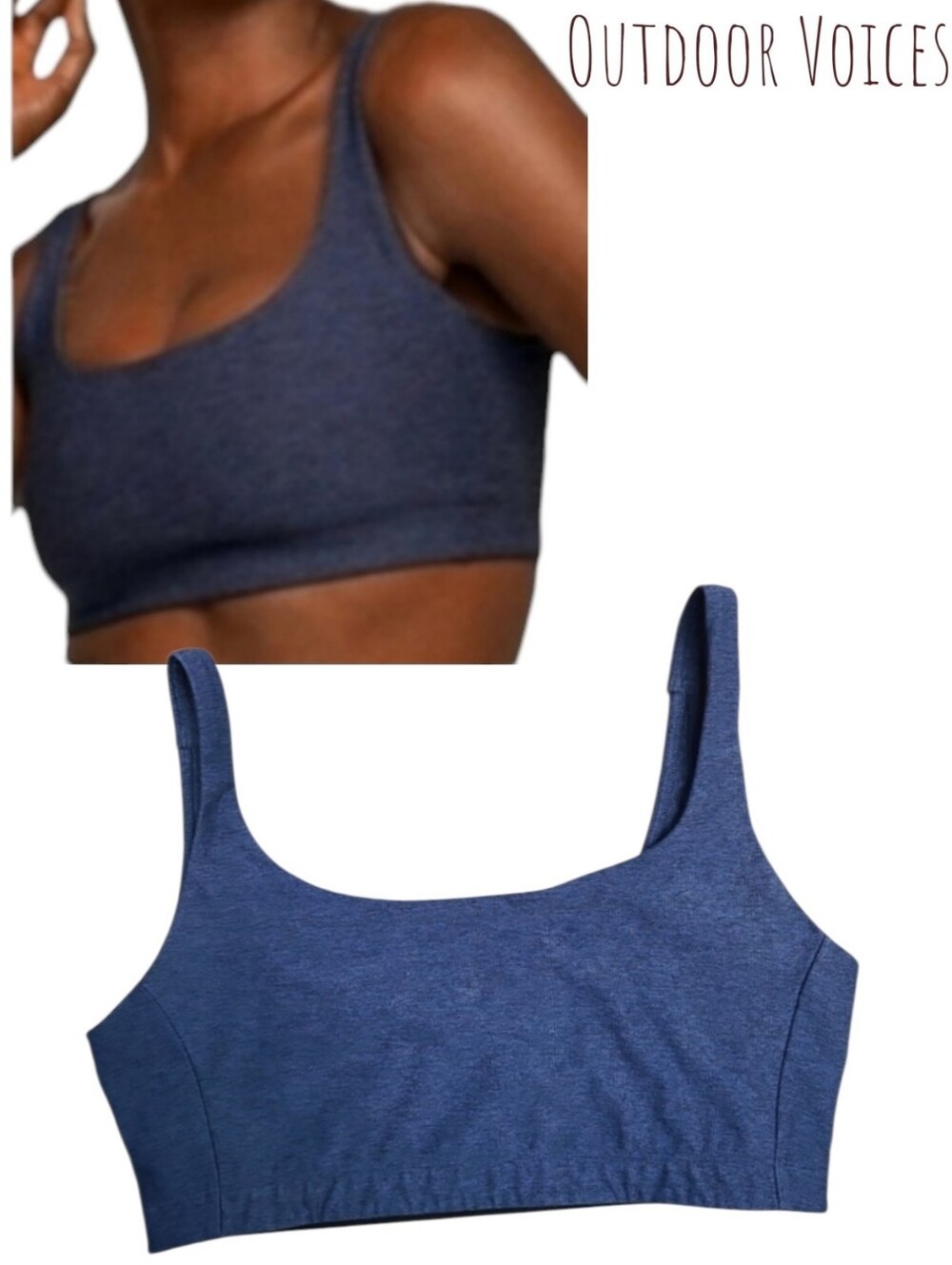 Outdoor Voices Women's double time bra No Padding sports bra Lg navy